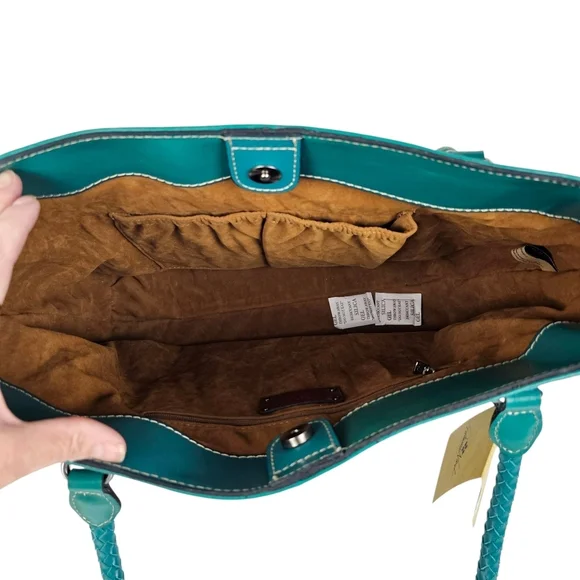 Patricia Nash Teal Woven Cameley Tote NWT - Picture 8 of 15